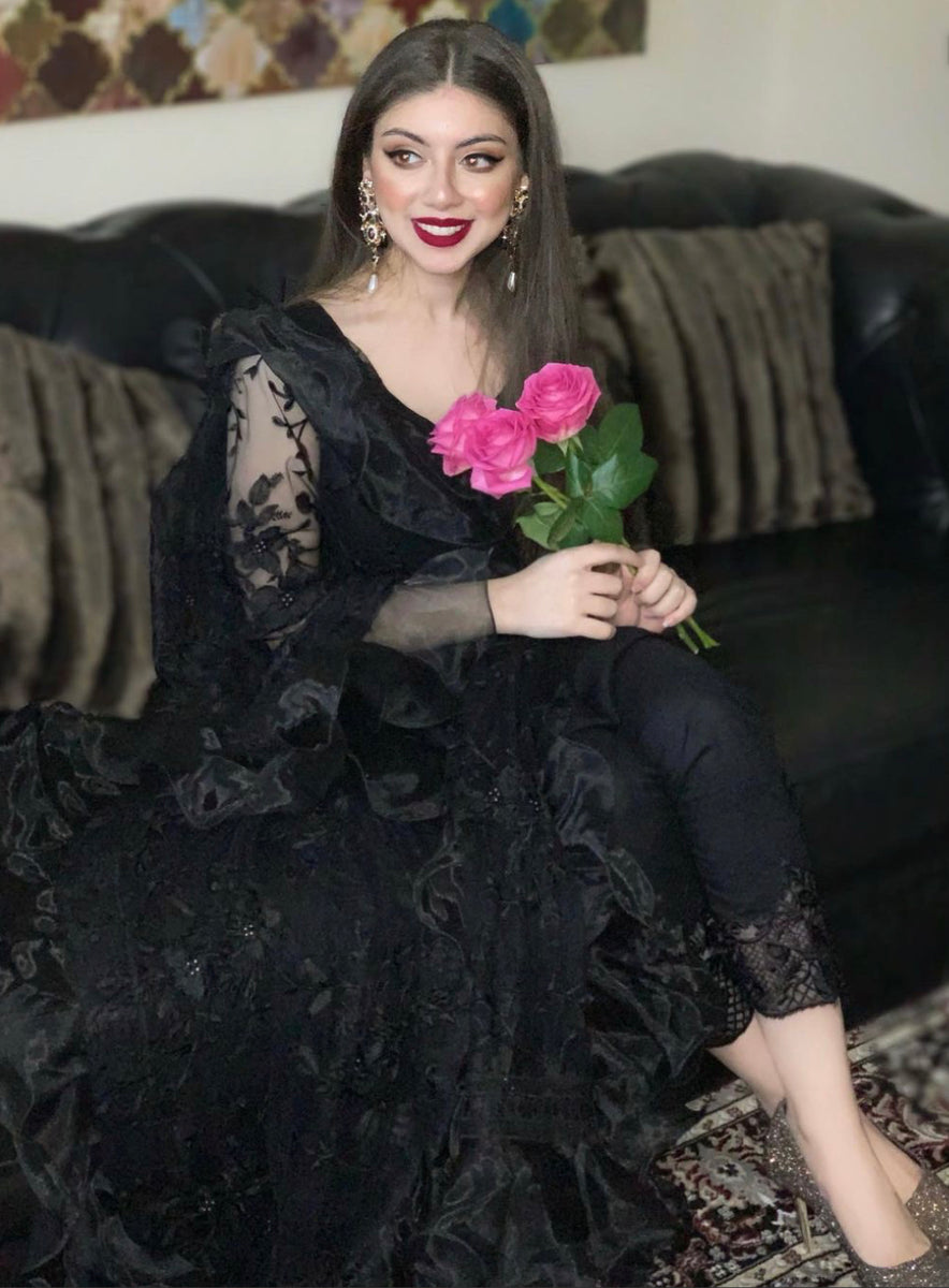 Black Ruffle Scarf ALMAAS LTD. REGISTERED IN ENGLAND AND WALES.