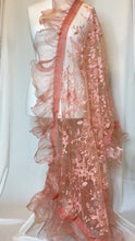 Load image into Gallery viewer, The Fariya Scarf in Peach Mauve - In Net with Organza frills