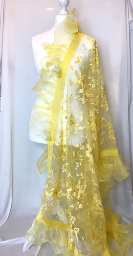 The Fariya Scarf in Yellow - In Net with Organza frills