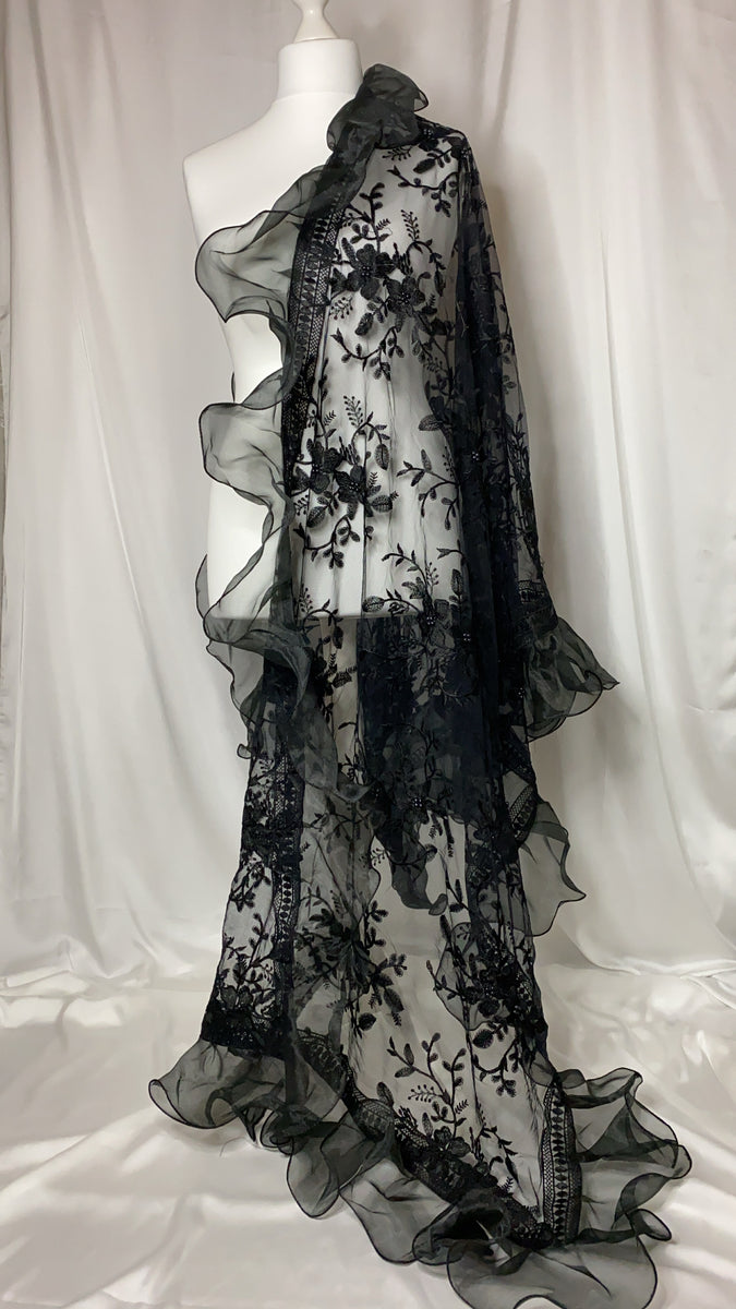 Black Ruffle Scarf ALMAAS LTD. REGISTERED IN ENGLAND AND WALES.