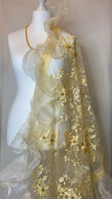 Load image into Gallery viewer, The Fariya Scarf in Dark Cream- In Net with Organza frills
