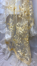 Load image into Gallery viewer, The Fariya Scarf in Dark Cream- In Net with Organza frills
