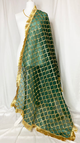 Organza Dupatta in Bottle Green
