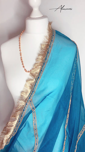Traditional Blue Organza Dupatta