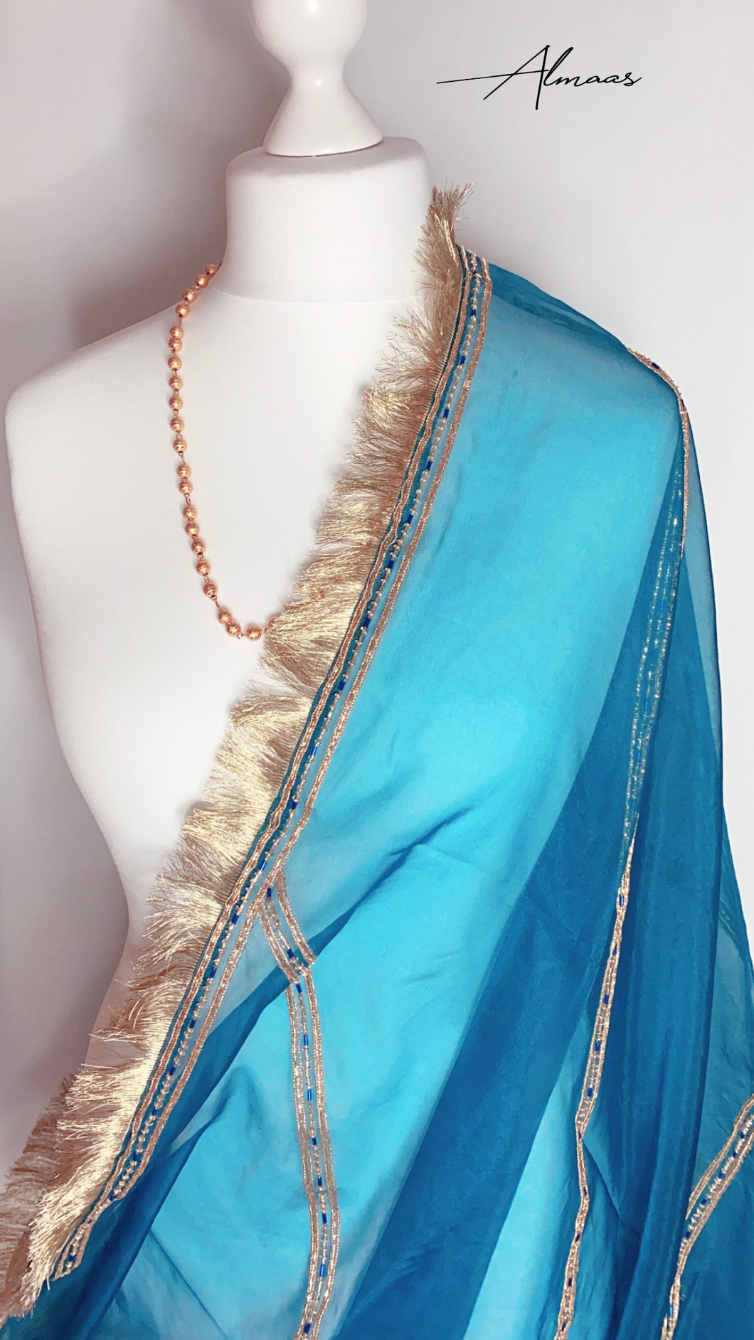 Traditional Blue Organza Dupatta
