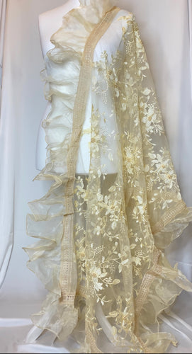 The Fariya Scarf in Nude - In Net with Organza frills