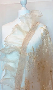 The Fariya Scarf in Nude - In Net with Organza frills