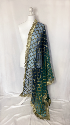 Organza Dupatta in Ombre blue and green
